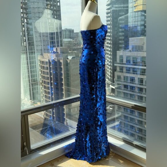 🆕 BRONX & BANCO 🧿 NWOT Farah Strapless Sequins Gown, Royal Blue, Sz XS US 2 - Picture 11 of 16